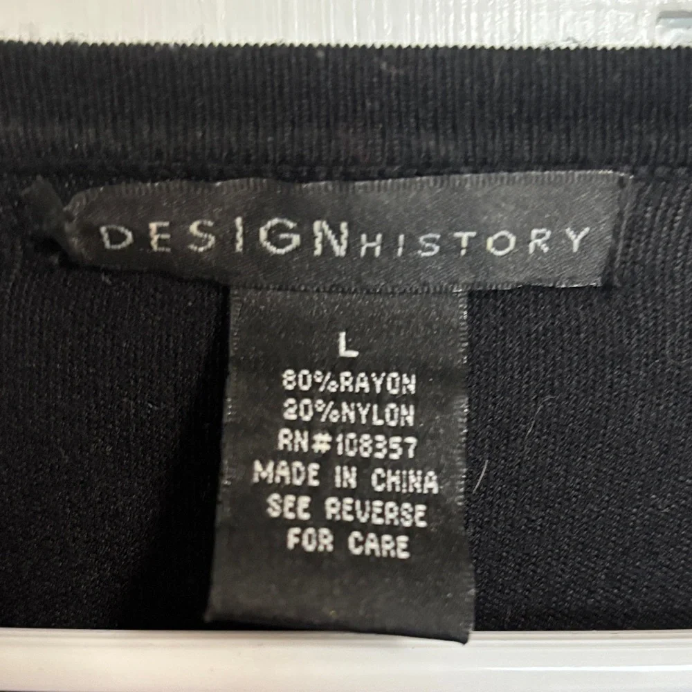Design History Black Knit Top with Subtle Trim